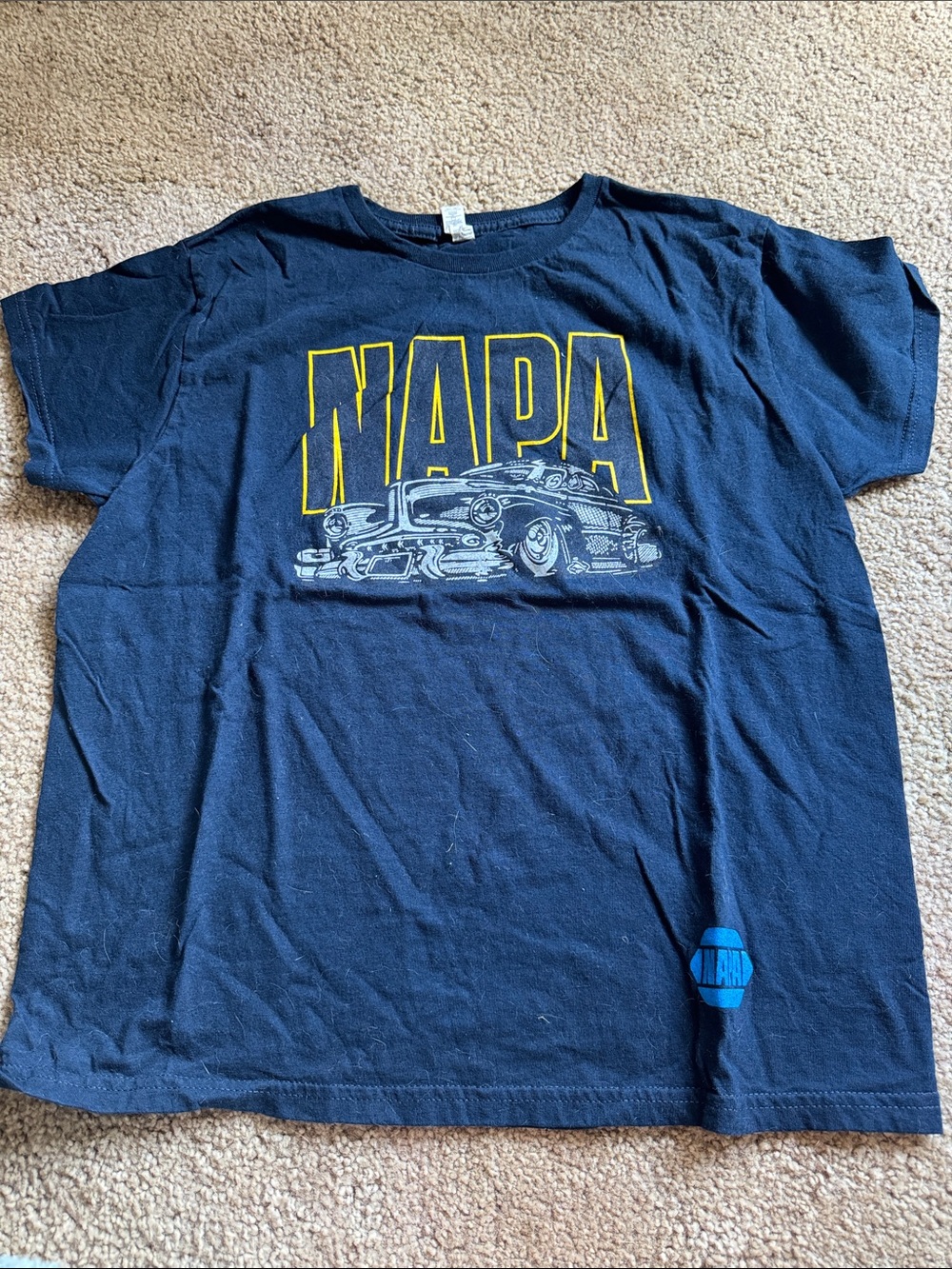 NAPA Navy Graphic Tee with Vintage Car Print